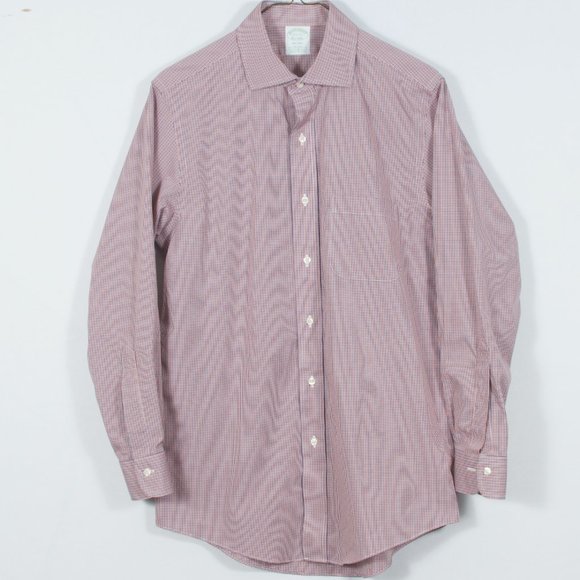 NWOT Brooks Brothers 15.5-32 Men's Shirt Blue White Red Guncheck Cotton Lycra - Picture 2 of 6